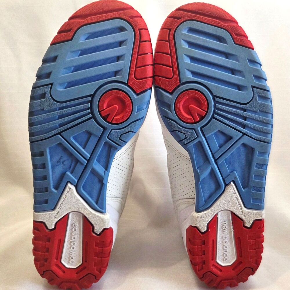New Balance 550 Red Atlantic Blue Retro Low Top Sneakers Mens 7 Womens 8.5 - Picture 9 of 9